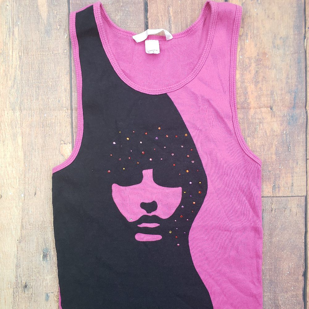 Victoria Secret sleeveless pink & black shirt Sz L